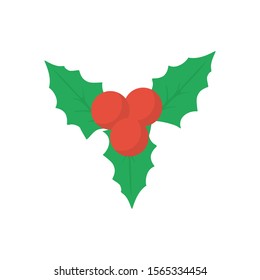 holly icon in flat style isolated vector illustration on white transparent background. Christmas holly icon vector