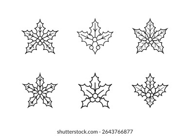 holly icon line art vector illustration