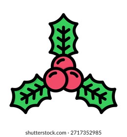 Ilustração do vetor de cor da linha do ícone Holly