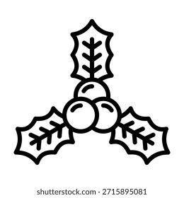 Holly Icon Line Vector Illustration