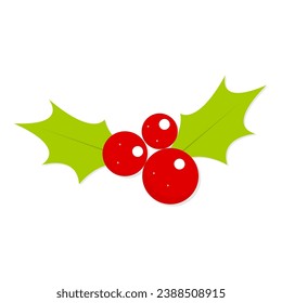 Holly icon on isolated background.Christmas and New Year design element.Vector illustration.