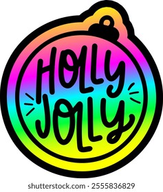 holly jolly bauble merry christmas colorful bright rainbow graphic design