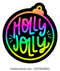 holly jolly bauble merry christmas colorful bright rainbow graphic design