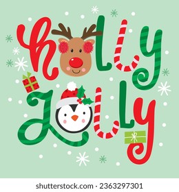 Holly Jolly cartoon vector image