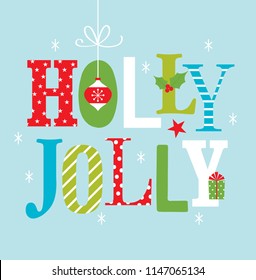 holly jolly christmaa greeting card