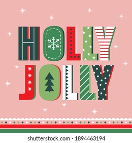 holly jolly christmas greeting card design