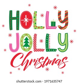 holly jolly christmas greeting card design