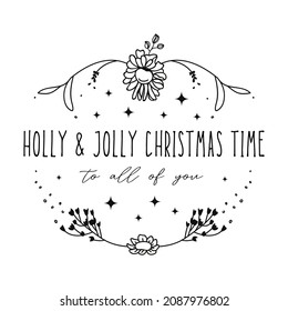 holly jolly christmas isolated on a white background