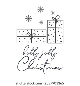 Holly Jolly Christmas quote. Vector holiday illustration. Season greeting. Happy New Year and Merry Christmas.