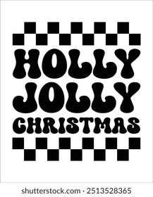 Holly jolly Christmas retro wavy groovy t shirt design