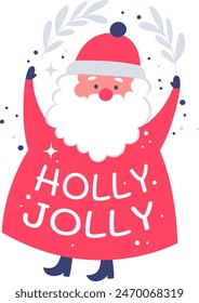 Holly Jolly Christmas Sticker Vector Illustration