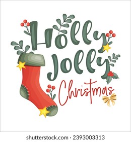 Holly Jolly Christmas Vector Design with Decorations