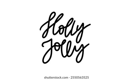 Holly jolly handwriting on white background, Christmas element for web, banners template design. Vector illustration EPS10