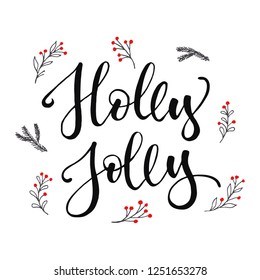 Holly Jolly Handwritten Modern Calligraphy Brush Stock Vector (royalty 