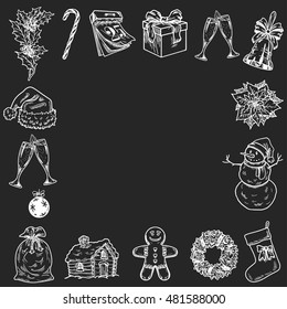 Holly jolly Merry Christmas vector set of icons