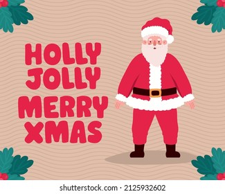 holly jolly merry xmas design with santa