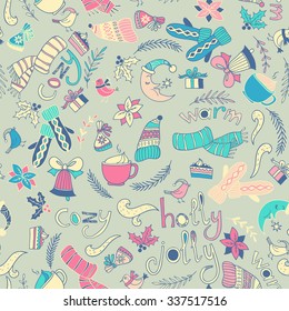 Holly jolly. seamless pattern