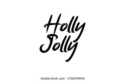 Holly Jolly. Text vector illustartion with snow. Design for print christmas greeting