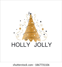 Holly jolly vector template design illustration
