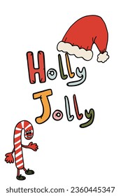 Holly Jolly vibes card Christmas candy and hat