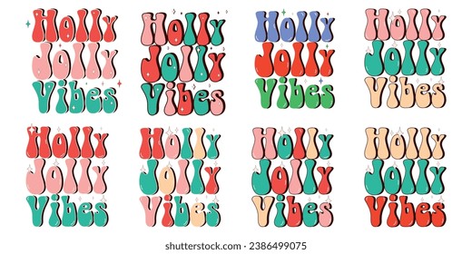 Holly Jolly Vibes.Happy New year and Merry Christmas characters.70s Vibes groovy character.Holly Jolly Vibes Retro set.Funny retro cartoon Christmas Characters in groovy style.Holly Jolly Sublimation