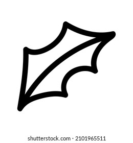 Holly leaf, isolated simple hand drawn illustration in black and white doodle style