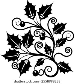 holly, leaves, berries, element, clipart, circut, Silhouette