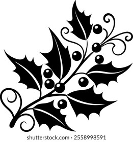 holly, leaves, berries, element, clipart, circut, Silhouette