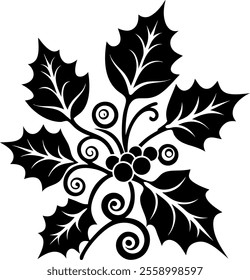 holly, leaves, berries, element, clipart, circut, Silhouette