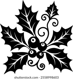 holly, leaves, berries, element, clipart, circut, Silhouette