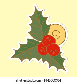 Holly leaves and berries. Hand drawn vector illustration