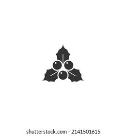Holly Leaves And Berries Icon. Vector sign