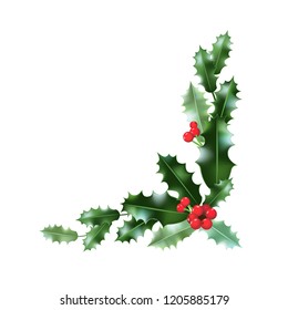 Holly Leaves Corner Stock Vector (Royalty Free) 1205885179 | Shutterstock