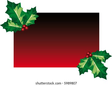 Holly leaves on a red background