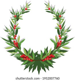 Holly leaves vector isolated on white background. Christmas decoration element