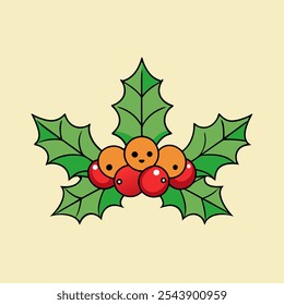 Weihnachtsbaum und Mistelweihnachtsbaum Element der Vektorgrafik
