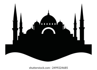 The holly Mosque is vector black and white illustration