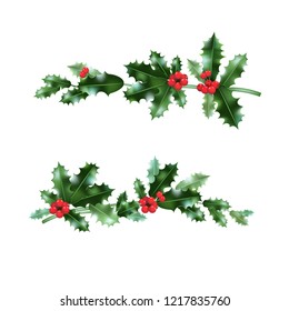 Holly nature branches set