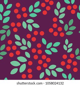 Holly Pattern. Endless Vector Background.