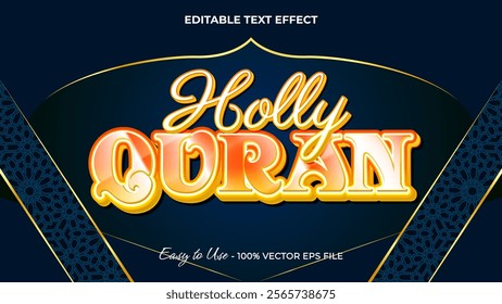 Holly quran text effect, luxury festival graphic style light editable text