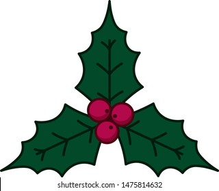 Holly with red berries for new year decoration