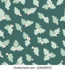 Holly seamless pattern. Shabby chic
