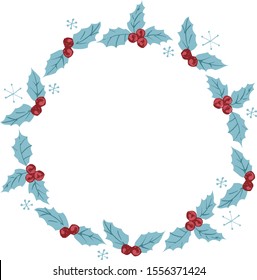 Holly and snowflake. Christmas cards.vector.