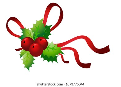Holly-Garn auf weißem Hintergrund, Vektorgrafik