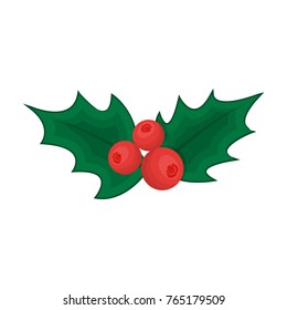 Holly symbol of Christmas single icon in cartoon style for design.Christmas vector symbol stock illustration web.