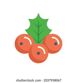 Holly-Vektorsymbol. Das sind Blütenpflanzen, die aus grünen Blättern und roten Früchten bestehen. Dekoratives Objekt für Karte, Geschenk, Andenken für Feiern im Ereignis, d.h. frohe Weihnachten, Urlaub, glückliches neues Jahr.
