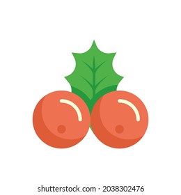 Holly vector icon. That is flowering plants consist of green leaves and red fruit. Decorative object for card, gift, souvenir for celebration in event i.e. merry christmas, holiday, happy new year.
