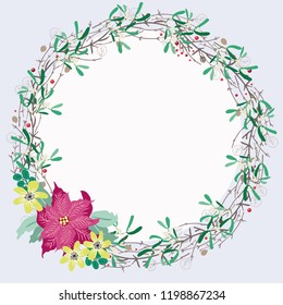 Holly wreath, invitation template