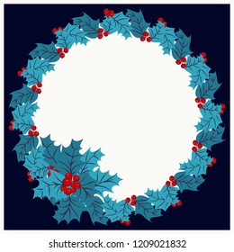 Holly wreath, invitation template