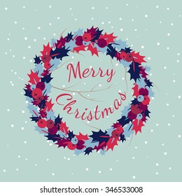 Holly wreath. Vector illustration.